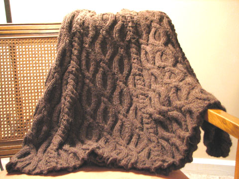 Brown cabled poncho